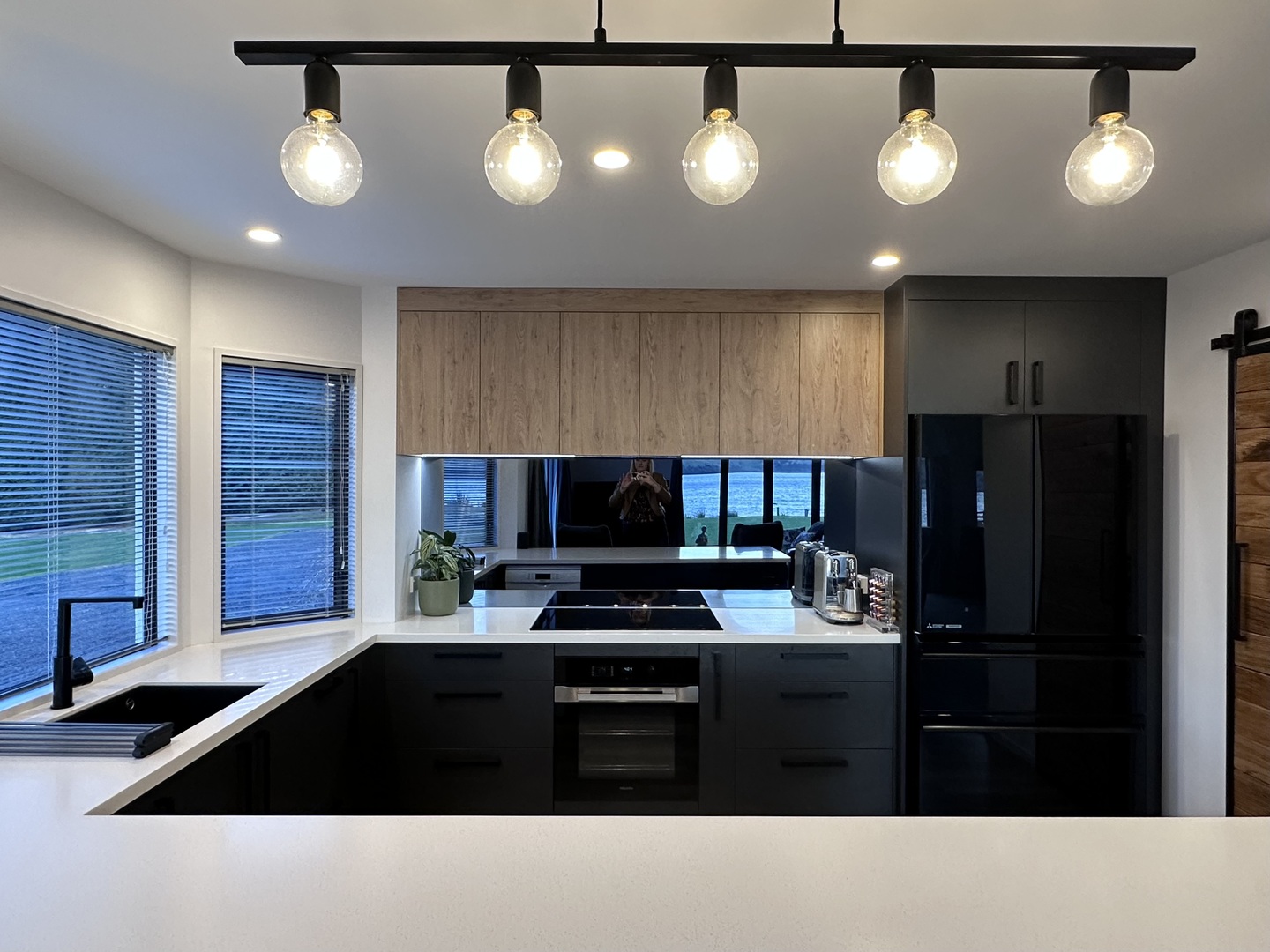 kitchens with beautiful pendant lights and led strips