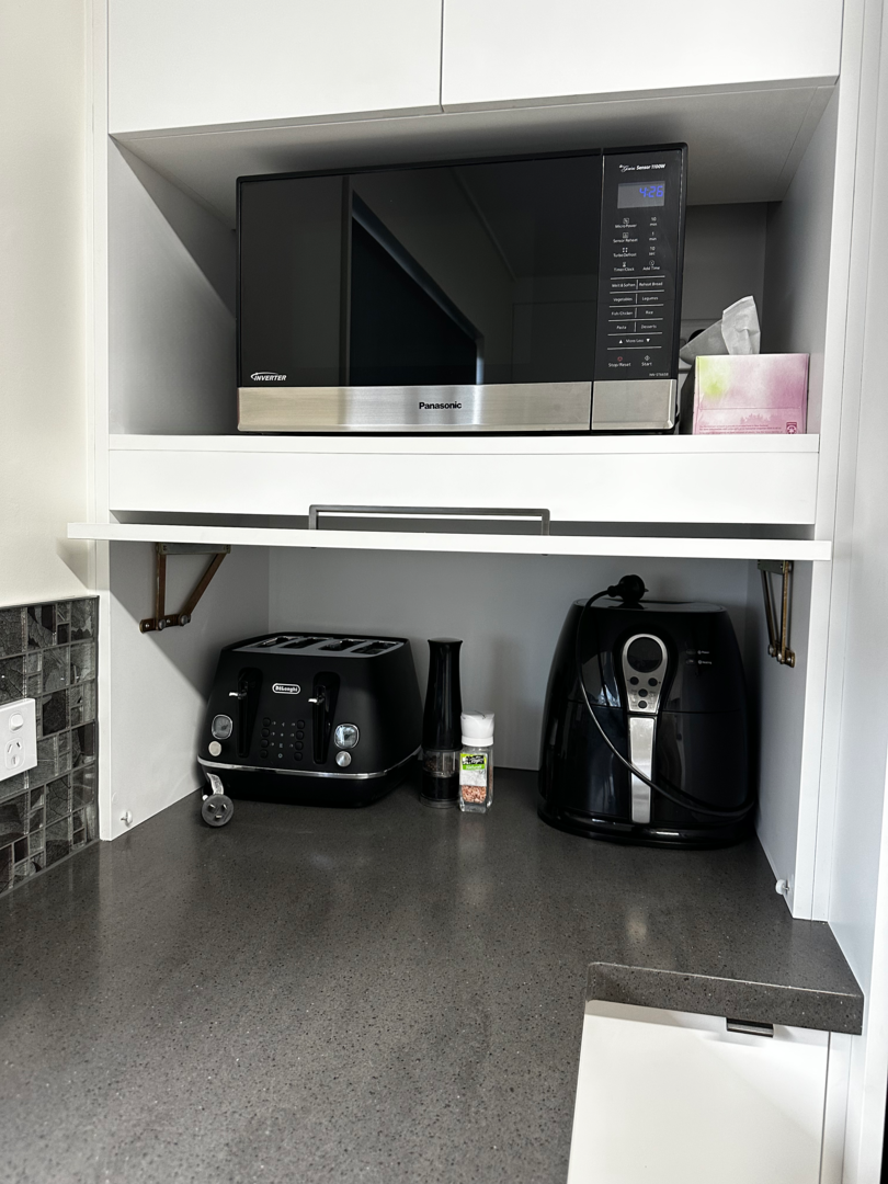 space efficient small appliance storage area